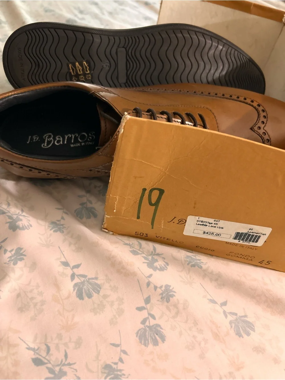 Men's Tan Leather Wingtip Slip-On Dress Shoes